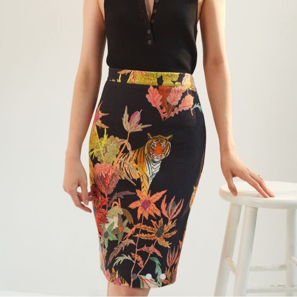 Anthropologie Michelle Morin Tiger Knit Pencil Skirt